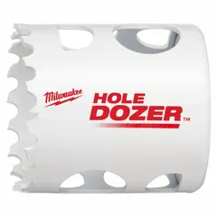 Bi-metal hole saw with 1-3/4 in diameter and 3.5 teeth per inch for cutting wood, metal, and plastic. Maximum cutting depth of 1-5/8 in. Features 5/8-18 thread arbor connection. Used in electrical, plumbing, and construction applications for clean holes in various materials.
