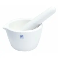 Mortar and Pestle: Porcelain, 70 mm Mortar Ht - Metric, 275 mL Capacity, 160 mm Pestle Lg (MPN JMD275)