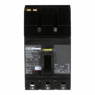 SQUARE D Molded Case Circuit Breaker: 175 A Amps, 25kA at 240V AC, Fixed, Lug, ABC - Square D Molded Case Circuit Breakers for I-Line Panelboards
