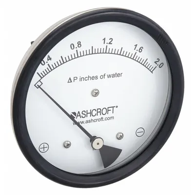 ASHCROFT Differential Pressure Gauge: Dual In-Line or Back, 1/8 in NPT Female - Low Operating Pressure Differential Gauges