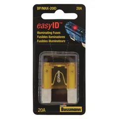 Fast-acting fuse for overcurrent protection in automotive electrical systems. Rated 20 A at 32 V DC with indicating function for blown-fuse detection. Standard profile design for use in vehicle fuse blocks.