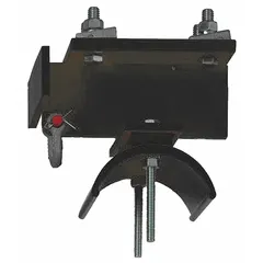 This galvanized steel clamp secures the end of flat festoon cables on I-beam tracks in overhead crane and conveyor systems. It accommodates flat cable widths of 1.5 inches and is compatible with manufacturer part number W45EC-75. The clamp prevents cable slippage and maintains tension along the track.