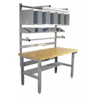 Packing Table: 750 lb Wt Capacity, 30 in Min Tabletop Ht, 36 in Max Tabletop Ht, High Gloss, Gray (MPN IWBPB6030M)