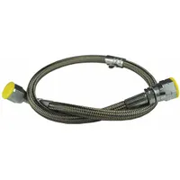 This 18-inch silver evacuation and charging hose is designed for HVACR service, connecting refrigerant manifolds to systems for vacuum pull-down, charging, or pressure testing. Suitable for use in commercial refrigeration, air conditioning, and heat pump maintenance