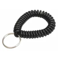 Wrist Coil Key Ring: 7/8 in Key Ring Dia, Polyurethane, Black, 2 in Overall Wd, 10 PK (MPN 41020)