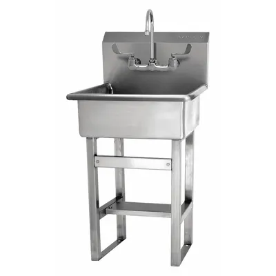 SANI-LAV Hand Sink: 46 1/2 in Overall Ht, 20 in Bowl Lg, 9 in Bowl Dp, 0.5 gpm Flow Rate - One-Station Freestanding Hand Sinks with Faucets