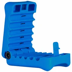 This fiber optic mid-span slitter is designed for slitting drop cables and similar style cables with diameters from 2.9 mm to 6.8 mm. It is used in telecommunications and network installations for optical fiber slitting tasks. The tool features a locking mechanism and blades rated for 5,000 slits.