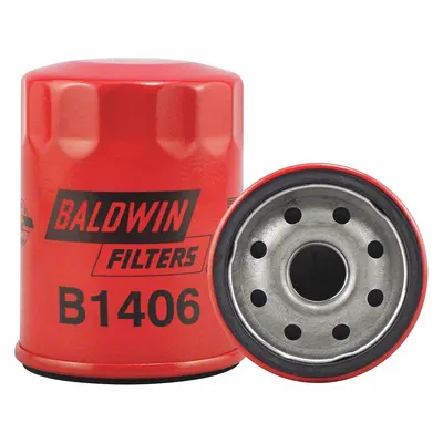 BALDWIN FILTERS Oil Filter: B1406, 3/4"-16 Thread Size, 3 1/2 in Overall Ht - Spin-On Oil Filters