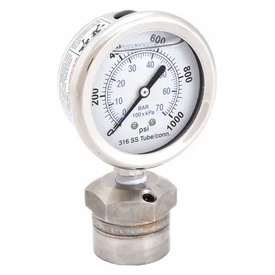 KODIAK KC301L251000/DSM3511 Dial Pressure Gauge with 316 SS - Dial Pressure Gauges with 316 SS Female-Threaded Mini-Seal