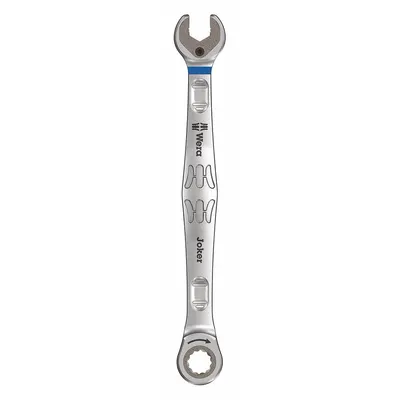 WERA Combination Wrench: Alloy Steel, Nickel Chrome, 5/16 in Head Size - SAE Spline Ratcheting Combination Wrenches
