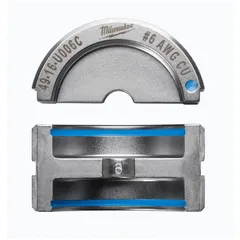Replacement U style die set for crimping 6 AWG electrical wire and cable. Designed for use with the 2679-20 crimping tool and 49-16-U000 die holder. Blue color.