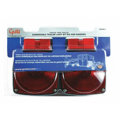 GROTE Trailer Lighting Kit: Incandescent, Trailer Light, Red, Square, 4 1/2 in Overall Ht - Trailer Light Kits