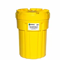 This 30-gallon polyethylene salvage drum features an open head with a screw-on lid and HDPE closing ring. It is unlined with no interior coating and carries a UN 1H2/X100/S rating for solids. Designed to contain leaking or damaged drums during storage, transport, or spill response.
