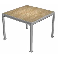 Standard deck platform, 16 ft x 16 ft x 9 ft, unassembled, with 256 sq ft of OSB decking. Used to create elevated storage or work areas in industrial and commercial facilities.