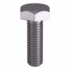 Grade B8 heavy hex bolt made from stainless steel, plain finish, with 3/8"-16 thread size and 1 1/4 in length. Meets ASTM A193 material quality and ASME B18.2.1 dimensional standards. Sold in a pack of 10 without a nut. Used in high-temperature and high-pressure applications such as flanged connections in piping systems, pressure vessels, and valve assemblies.
