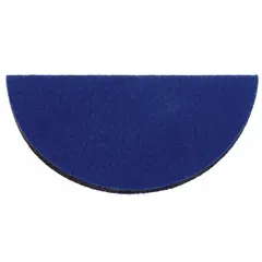 This foam hand pad features a pressure-sensitive adhesive (PSA) backing for secure mounting on sanding discs. Measuring 3/8 in x 5 in, it is used for surface preparation and finishing on contoured or flat surfaces in industrial maintenance, metalworking, and woodworking applications.