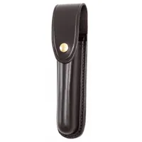 GOULD & GOODRICH, INC. Flashlight Pouch: Black, Leather, High Gloss, Snap Closure (MPN B672-8BR)