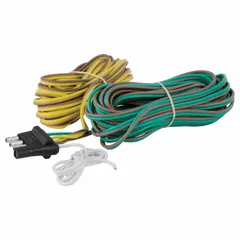 This 4-way rubber electrical plug is designed for connecting trailer lighting to a tow vehicle. It uses 16 ga wire gauge and is suitable for signal transfer of brake, turn, and tail lights in fleet and vehicle maintenance applications.