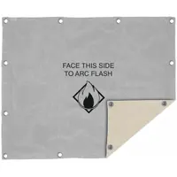 Arc-rated blanket measuring 5 ft wide by 4 ft long, rated for 40 kA arc flash protection per ASTM F2676. Used to shield personnel and equipment from arc-flash hazards during live work on switchgear, transformers, and cable trays