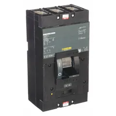 3-pole molded case circuit breaker rated 300 A at 600 V AC with a maximum interrupting rating of 42 kA at 240 V AC. Features adjustable instantaneous trip, lug terminals, and ABC phase connection. Suitable for overcurrent protection in industrial power distribution systems.