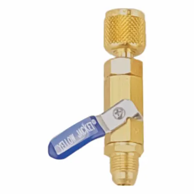 YELLOW JACKET Ball Valve: 8 1/2 in Lg, Input 3/8 in Male SAE - Compact Ball Valve Hose Adapters
