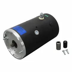 This 12V DC motor is designed for hydraulic lift systems in mobile equipment such as dump trailers, utility lifts, and material handling platforms. It features a 7-inch overall length and a 1/2-inch shaft diameter with CWSE rotation. The motor is a direct replacement for many STONE-brand hydraulic pump systems.