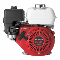 The HONDA GX160TX2 is a 4.8 hp horizontal-shaft gasoline engine with 7.6 lb-ft gross torque. It features a recoil start, a threaded 5/8 in shaft diameter, and includes a muffler. This engine is commonly used in pressure washers, generators, water pumps, and other industrial equipment requiring portable power.