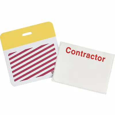 BRADY Clip-On ID Badge, Vinyl, White, 2 in H x 3 in W, Yellow Legend, 500-Pack - Clip-On ID Badges