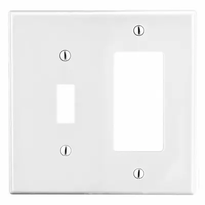HUBBELL Wall Plate: Combo, 2 Gang, White - Combination Wall Plates