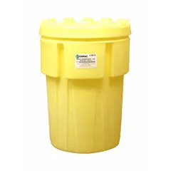This 103-gallon salvage drum is rotationally molded from polyethylene for strength and chemical resistance. It features an open head with a screw-on lid and an HDPE closing ring. The drum is unlined and carries a UN 1H2/X295/S rating for solids, making it suitable for overpacking leaking or damaged drums during transport, storage, or spill response.