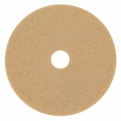 Round burnishing pad made of polyester synthetic fiber, 21 in diameter, 1 in thick, rated for maximum speed of 3,000 RPM. Suitable for high-speed floor burnishing to restore gloss on resilient floors. Sold in a 5-pack.