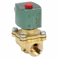 This 2-way/2-position normally closed solenoid valve from REDHAT features a 3/4 in pipe size and operates on 110V AC. The watertight coil enclosure suits installations in damp or washdown environments. Typical applications include controlling flow of liquids or gases in industrial piping systems such as water treatment and irrigation.