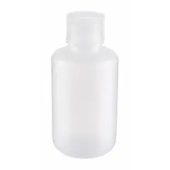 Polypropylene Narrow Mouth Round Lab Bottle, 125 mL, Natural, Closure Included, Unlined