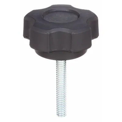 INNOVATIVE COMPONENTS Hand Knob: 5 Point, Plastic w/ Steel Thread, 1/4"-20 Thread - 5-Arm Knobs with Threaded Stud