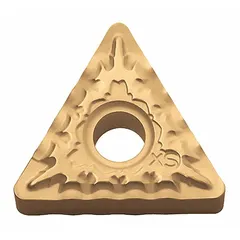 Triangle (T) indexable turning insert made of carbide, type TNMG. Used for turning, facing, and profiling operations on lathes in metal-cutting applications.
