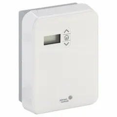 Digital pneumatic thermostat with BACnet communication for heat or cool applications. Direct-acting, vertical-mounting unit with two-pipe configuration. Temperature control range 55° to 85°F. Suitable for zone temperature regulation in commercial HVAC systems.