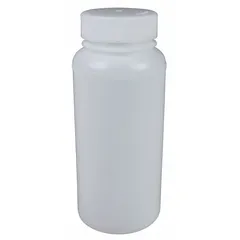HDPE Wide Mouth Round Lab Bottle, 500 mL, 16.9 fl oz, Colorless, 53-410 mm Closure Included