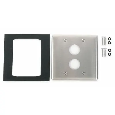 HUBBELL PREMISE WIRING Wall Plate: Gray, 2 Gang, 2 Port, Flat Module - Harsh Environment Wall Plates