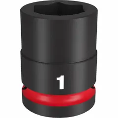 This 3/4" drive impact socket features a 1 in SAE hex size with a 6-point standard configuration and friction retention. Designed for use with impact wrenches in heavy-duty fastening and loosening applications. Black Phosphate finish. Manufacturer part number 49-66-6307.
