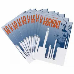 Reference material for lockout/tagout safety training, supporting up to 10 users. Covers OSHA regulations. Written in English.