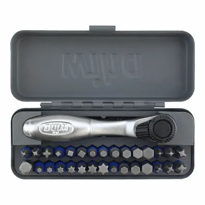 WIHA Impact Socket Bit Sets: SAE/Metric/Torx, 1/4 in Drive Size, 32 Pieces - Multi-Tip Shape Impact Bit Socket Sets