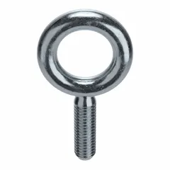 This machinery eye bolt without shoulder is made of steel with a zinc-plated finish. It has a 7/16"-14 thread size and a 1 3/8 in thread length. Nut is not included. Used for lifting, rigging, and pulling applications requiring a threaded anchor point.