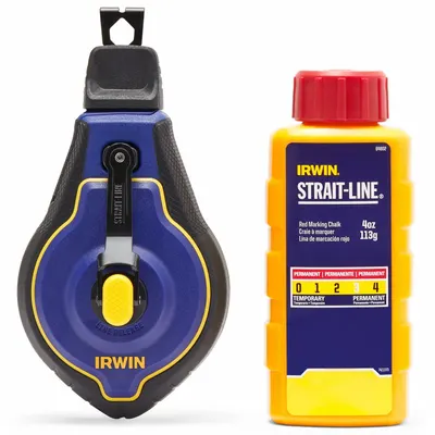 IRWIN Chalk Line Reel: 6:1, 100 ft Line Lg, Blue, 1.8 oz Fill Wt, Big-Mouth Turn and Lift Door - Chalk Line Reel Kits