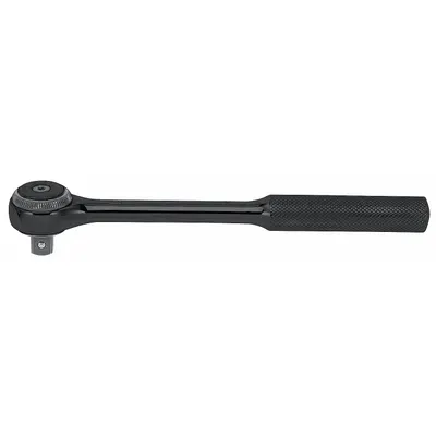 PROTO Hand Ratchet: Round, Not Reversible, 7 1/4 in Overall Lg, Black Oxide, 5° Min Arc Swing - Standard-Head Ratchets