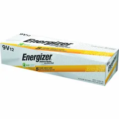 9V DC alkaline battery from the Industrial Alkaline series. Supplied in a 12-pack for use in smoke detectors, wireless microphones, multimeters, and other portable electronics requiring a 9V power source.