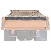 This tarp kit includes a 12 oz PVC-coated vinyl mesh tarp for manual dump trucks and trailers. The mesh construction allows breathability while covering loads such as debris, gravel, or construction materials. No wind deflector is included