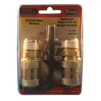 This hose mender kit is used to repair damaged air brake hoses in commercial vehicles and industrial equipment. Constructed of brass, it includes an Allen wrench for field repairs, restoring system integrity without replacing the entire hose assembly