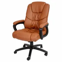 FLASH FURNITURE Office Chair: Flash Fundamentals, Brown, Faux Leather Material, 24 1/2 in Back Ht (MPN CX-1179H-BR-GG)