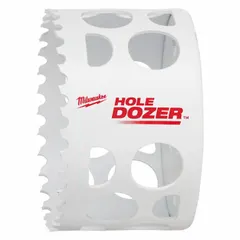 This bi-metal hole saw cuts through wood, metal, and plastic. With 3.5 teeth per inch and a 1-5/8 in maximum cutting depth, it is suited for electrical, plumbing, and HVAC installations. Sold without arbor.