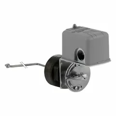 Side-mounted float switch with a 90° float rod angle and screw clamp electrical connection. Designed for liquid level detection in tanks or vessels, suitable for media with a minimum specific gravity of 0.85. Commonly used for level control, alarm, or pump activation in industrial applications.
